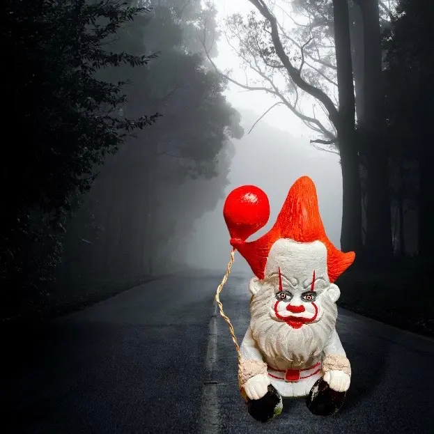 Nightmare Gnomes Horror Movie Pennywise / Funtime gnome/ pennywise inspired character gnomes / garden friends/ horror decor / gnome/ clay