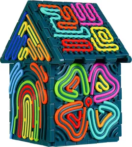 Sensory Fidget Toys for Kids Adults，3D Sensory Activity Board for Stress Anxiety Autistic ADHD，Contains 30 Silicone Cords，Silent, Calming, Focus, Fingertip Gift for Girls Boys