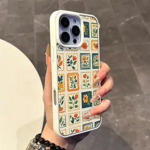 Girly Magnetic Smartphone Casing, Flower Pattern Cellphone Accessory for iPhone 11/12/13/14/15/16/17 Pro Max, Anti-Slip, Ultra-Thin, Aesthetic Handheld Case for Daily Use