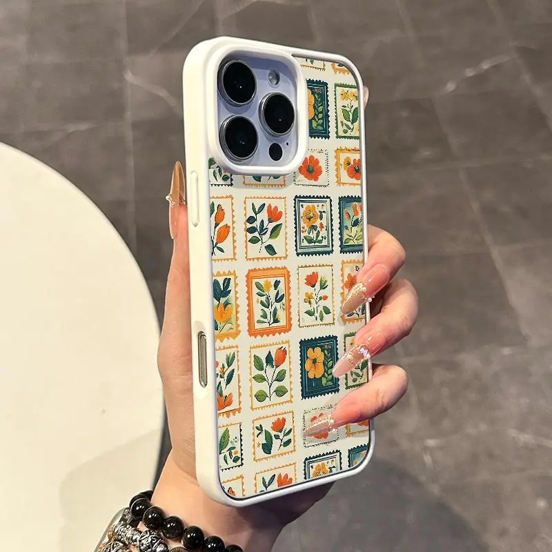 Girly Magnetic Protective Cover for iPhone 11/12/13/14/15/16/17 Pro Max, Flower Pattern Smartphone Case, Anti-Slip, Ultra-Thin Aesthetic Mobile Phone Accessory for Daily Use, Accessories, Handheld