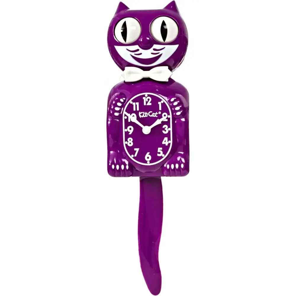 Kit-Cat Klock® Limited Edition Boysenberry - Iconic Retro Cat Clock with Moving Eyes and Tail, Battery Operated Wall Clock, Perfect for Home Decor, Mid Century Modern Clock, Unique Gift
