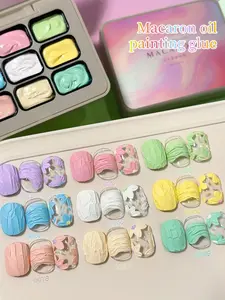 MORDDA 9-Color Macaron Oil Painting Nail Gel Set - Soft Pastel Hues With Artistic Texture, Perfect For Girls' Sweet Nail Art & Casual Looks, Long-Lasting & Easy Apply