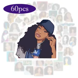 60pcs SZAAAA Stickers Singer Merch, Creative Vinyl Decals for Laptops, Notebooks & Wall Decor, Waterproof Material, Strong Adhesive Backing, Unique Art Collection for Fans