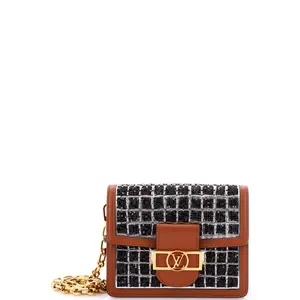 Pre-owned Louis Vuitton Beaded, Leather Shoulder Bags Dauphine Shoulder Bag Beaded Tweed Mini by Rebag