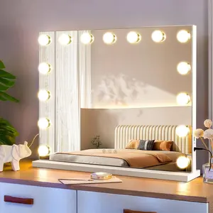 INMTFEI Hollywood Vanity Mirror with Lights, 58x46cm(22.83" x 18.11") 3 Color Modes, Touch Control, 10X Magnifier, USB Charging – White6 Decor