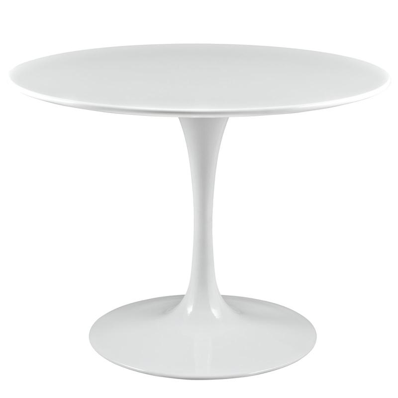 Modway Lippa 40" Round Wood Top Dining Table in White