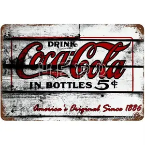 Vintage Coca-Cola Aluminum Sign, Anti-Glare Metal Art Bar Restaurant Wall Decor, Retro Poster Plaque for Home & Pub Decoration, Hanging Plaque