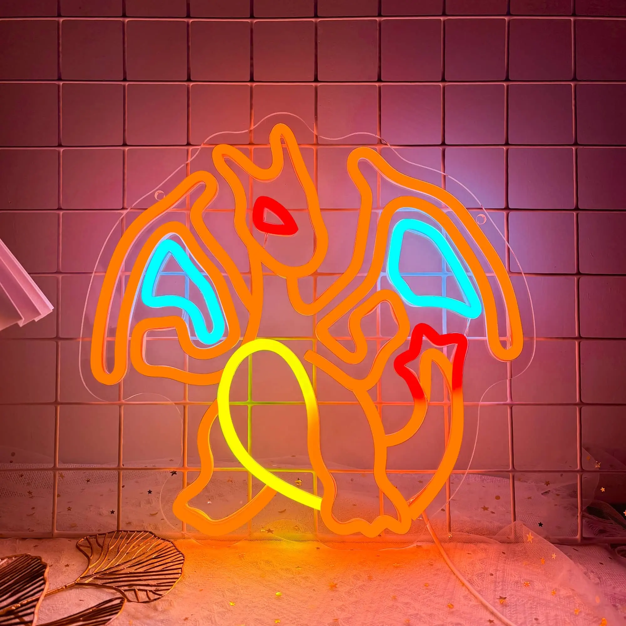 Cute anime-style luminous decorative LED neon light, a surprise gift for anime fans, home bedroom, living room decor neon light, suitable for bar, anime convention party wall art decor, Led Light Up, Decorative Neon Sign, Led Neon Signs, Led Decoration