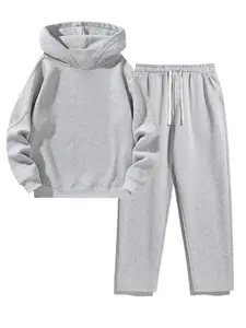 Men's Solid Hoodie & Drawstring Waist Sweatpants Two-Piece Set, Casual Fashion Cozy Breathable Two Piece Outfits for Daily Outdoor Wear, Men's Clothes for Spring & Fall, Men's Clothing, Loose Fit Set