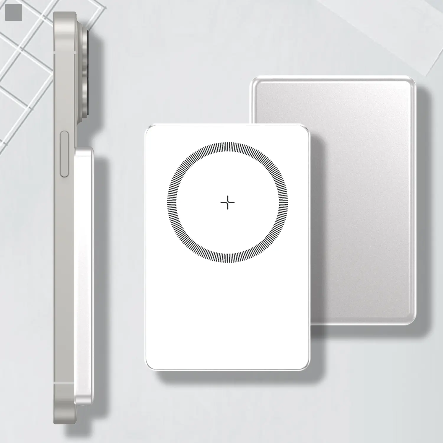 Ultra Slim Magnetic Fast Charging Portable Charger, 15w 19.25wh Alloy 5000mah Battery Pack for iPhone 16e Pro Max/15/14/13/12, Glacier Color