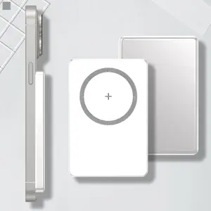 Ultra Slim Magnetic Fast Charging Portable Charger, 15w 19.25wh Alloy 5000mah Battery Pack for iPhone 16e Pro Max/15/14/13/12, Glacier Color