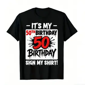 50th Birthday Signature T-Shirt, It's My 50th Birthday Sign My Shirt, Funny 50th Birthday Party Guest Book Alternative Tee for Men & Women, Milestone Birthday Celebration Gift Shirt