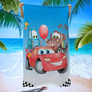 Mcqueen Board Tooth Fun Beach Towel, Racing Theme Blue Quick-Dry Towel, Reusable Absorbent Bath Towel for Pool Party Yoga Beach Vacation