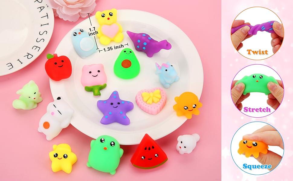 27pcs Mochi Squishy Toys – Mini Kawaii Squishies for Kids, Party Favors, Birthday & Easter Gifts, Fidget & Sensory Toys, Classroom Prizes, Pinata Goodie Bags, Xmas Stocking Stuffers