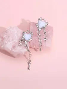 Women's 1 Pair Irregular Star & Water Drop Shaped Tassel Dangle Earrings, Elegant Fashion Zinc Alloy Jewelry For Evening Party Vacation Gift, Heart Shaped Earrings