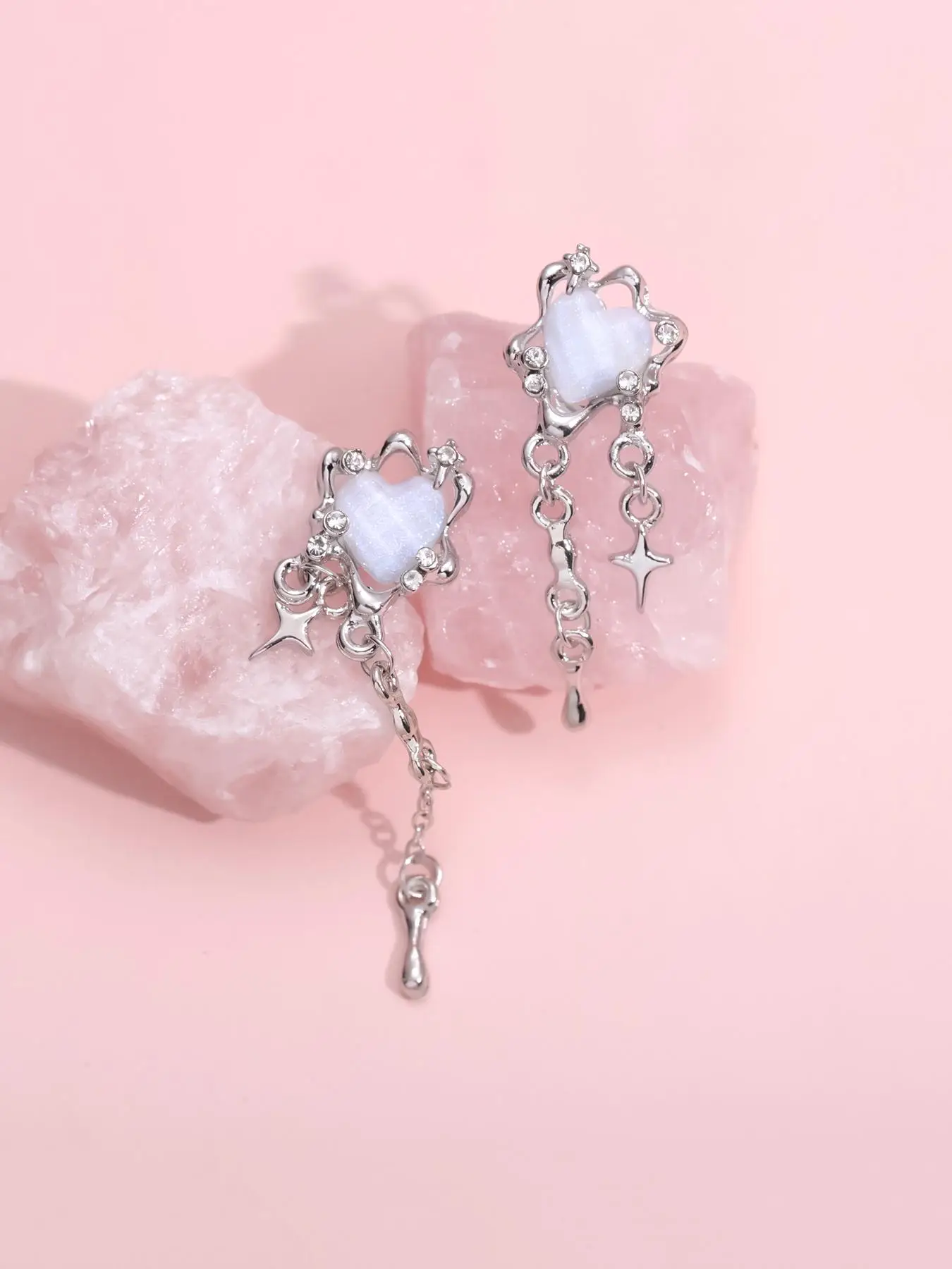 Women's 1 Pair Irregular Star & Water Drop Shaped Tassel Dangle Earrings, Elegant Fashion Zinc Alloy Jewelry For Evening Party Vacation Gift