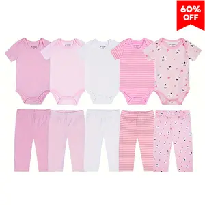 JY.COZY FOR BABY 10 Pack Baby Bodysuits Soft Material with 3 Sturdy Snaps for Easy Diapering in Pink and White Colors Ideal for Comfort and Style Newborn Baby Girl Clothes