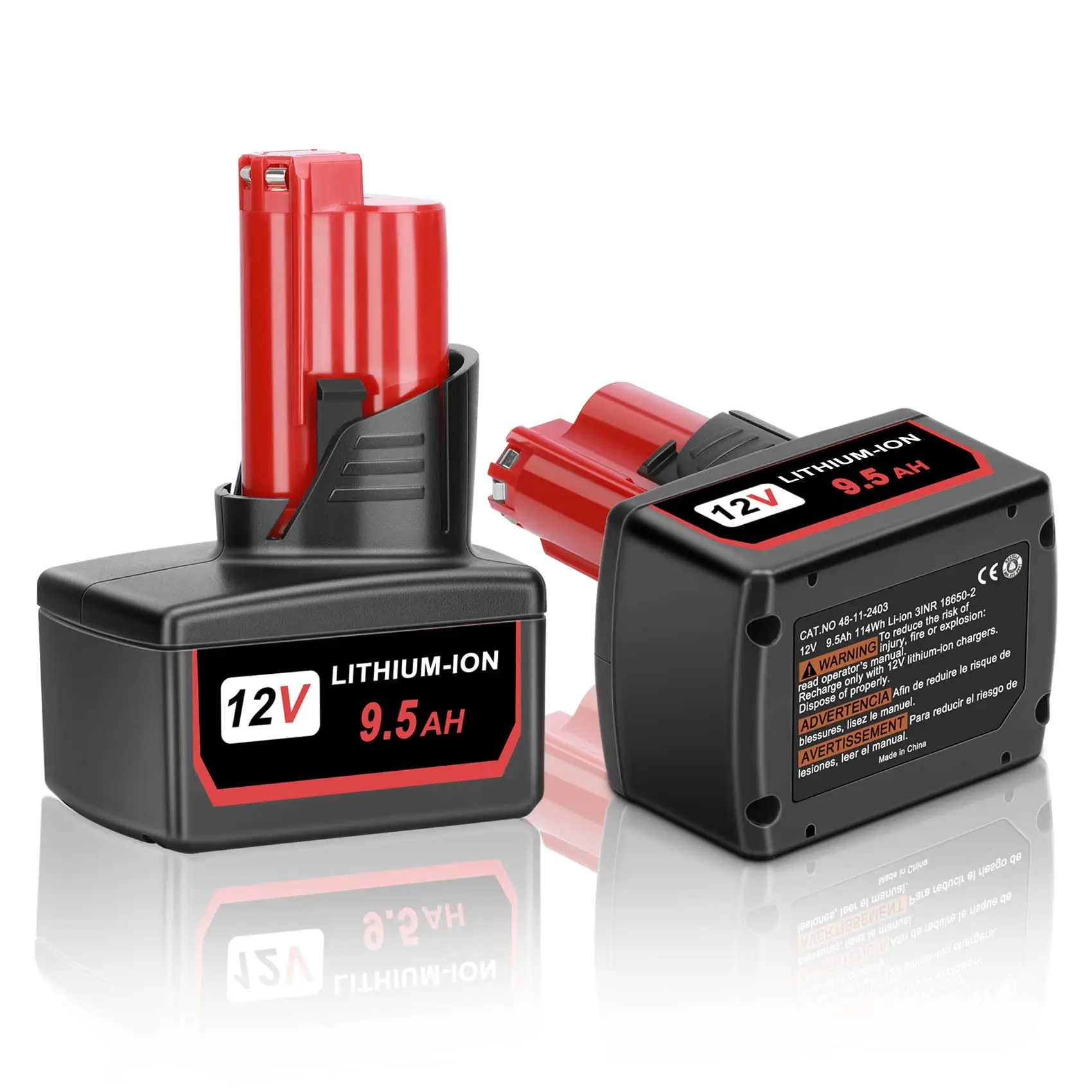 2 Pack 9.5Ah Replacement for Milwaukee ∧∧-12 Battery, Compatible for Milwaukee 12V ∧∧-12 Battery 48-11-2401 48-11-2411 48-11-2420 48-11-2412 48-11-2402 12 Volt ∧∧-12 Battery Cordless Power Tools power  tool  batteries drill  battery High Capacity,summervi
