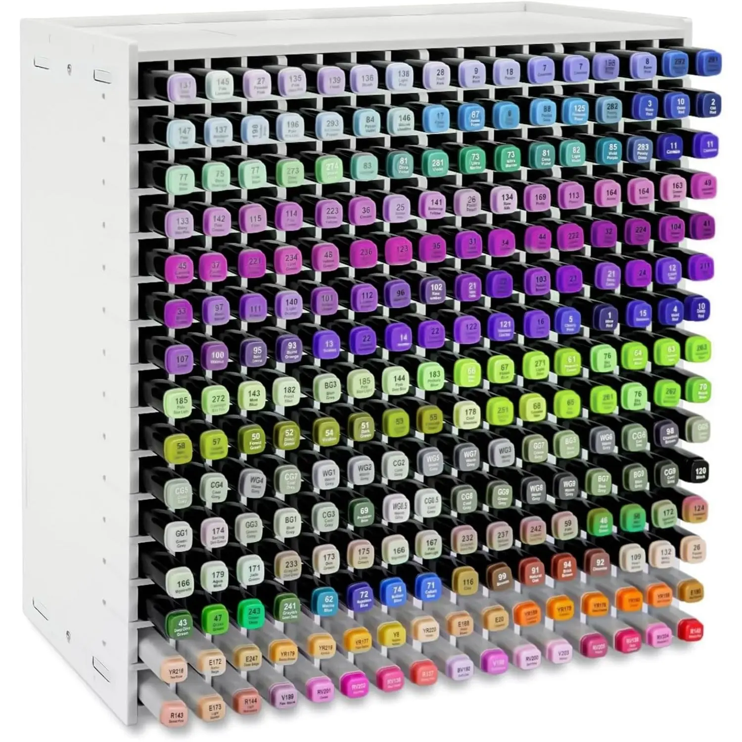 240-Slot Foam Board Marker Pen Holder - Office Accessories Desk Organizer for Organizing Colored Pencils, Tool-Free Easy Installation, Desktop Storage Box for Office & Home Use (13x5.5x13 in/33x14x33 cm)