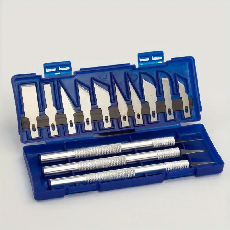 13Pcs Metal Carving Knife Pen Style Art Seal Cutting Manual Combination Paper Cuttings Non-Slip Gadget DIY Precision Repair Tool Craft Cutting Tool Paper Cutters High Precision Cutter