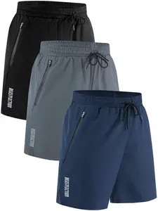 Men's Loose-Fit Sporty Casual Shorts, Zipper Pockets, Elastic Waist Drawstring, Summer Woven Fabric, Ideal for Outdoor Activities