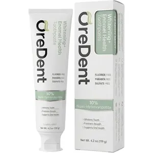 OreDent Fluoride Free 10% Nano Hydroxyapatite Whitening + Enamel Health Toothpaste, Remineralizing, Sensitivity Relief, Xylitol, SLS Free, Lemon Mint Flavor for Adults & Kids, 4.2 oz