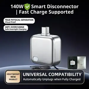 140W Physical-Disconnect Battery Guard, Auto & Self-Eject Charger, Smart Auto-Stop Charging Accessory for Phones Laptops Tablets, Anti-Overcharge Protection, Tech Accessories for Safe Overnight Charging, Mother’s Day Gift