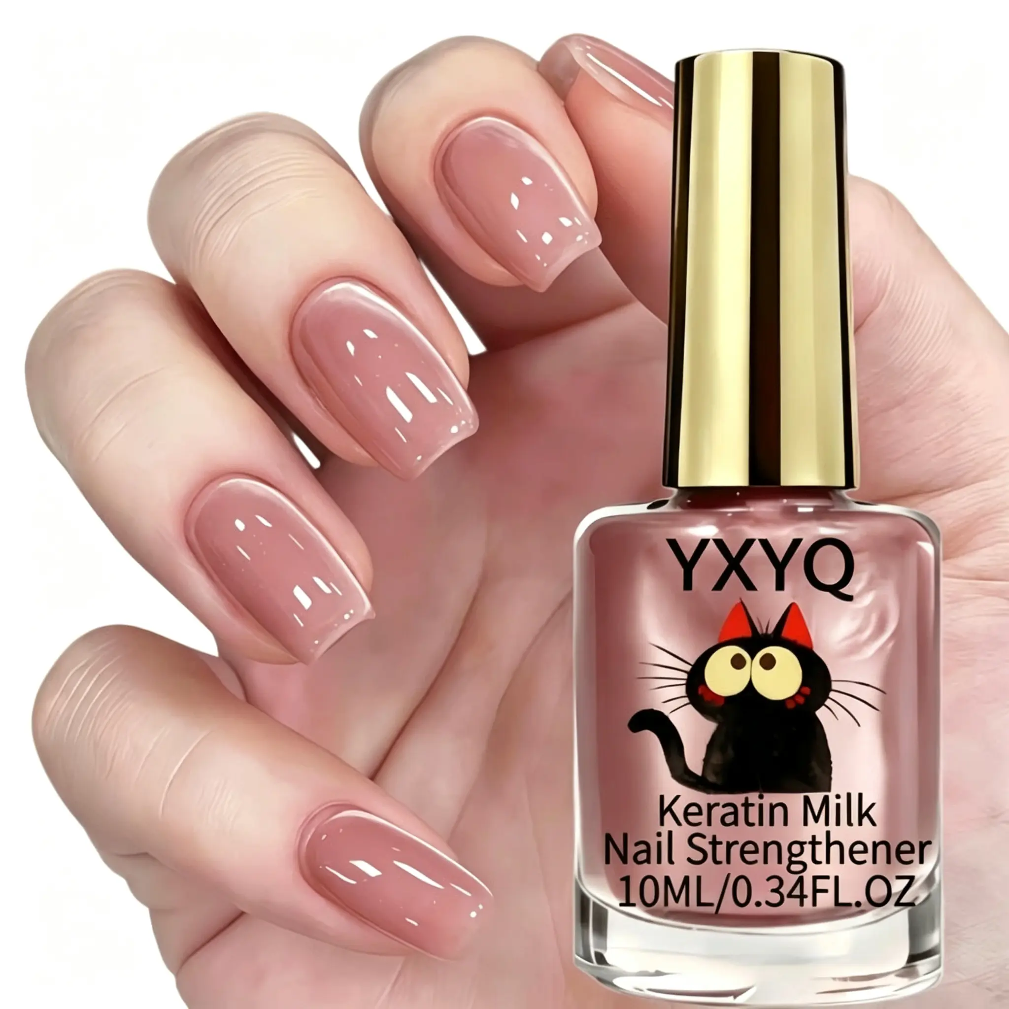YXYQ Keratin Milk Nail Strengthener, Keratin‑Infused Nail Hardener for Damaged Weak Nails, Moisturizing Nail Care Serum, Improve Nail Texture, Home DIY Manicure Supply 10ML