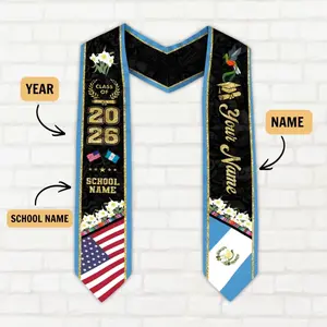 Customized 2026 Guatemalan American Flag Graduation Sash, Guatemala Graduation Stole, Custom Graduation