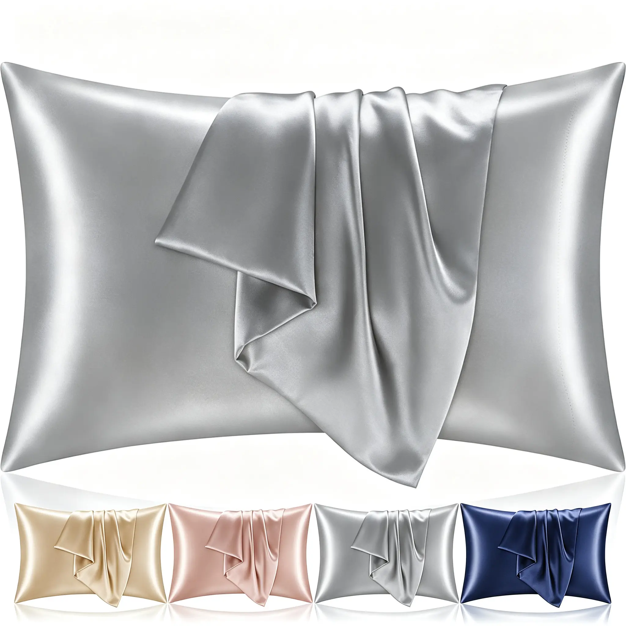 【Hvnde】2pcs Satin Pillowcases Queen Size – Cooling Sleeping Pillow Cases with Envelope Closure, Similar to Silk, Gifts for Women & Men,