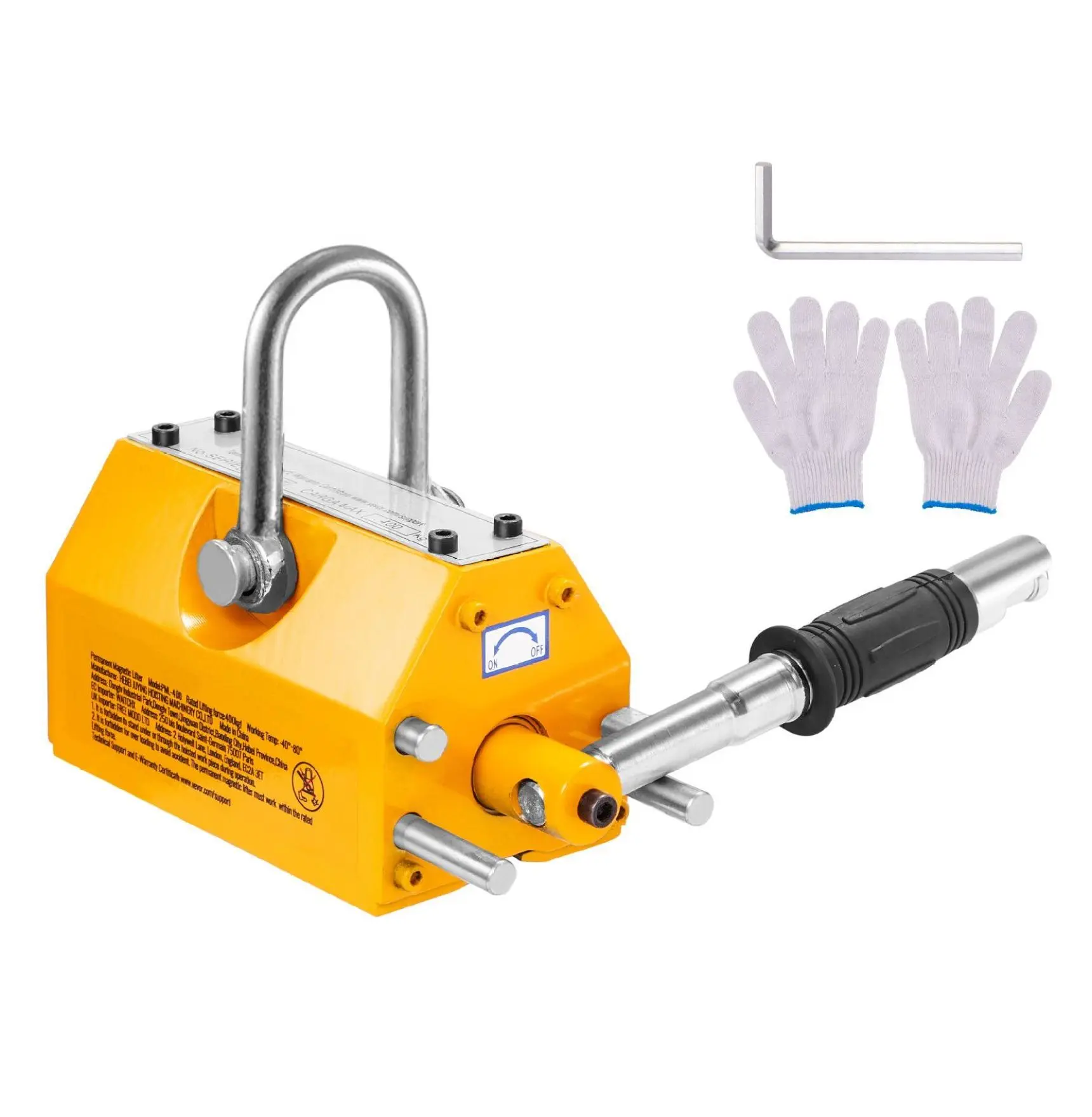 Magnetic Lifter 880 lbs Capacity - Heavy Duty Steel Lifting Magnet, Neodymium Permanent Magnet with Release Handle, for Hoist, Crane, Block, and Round Steel Default