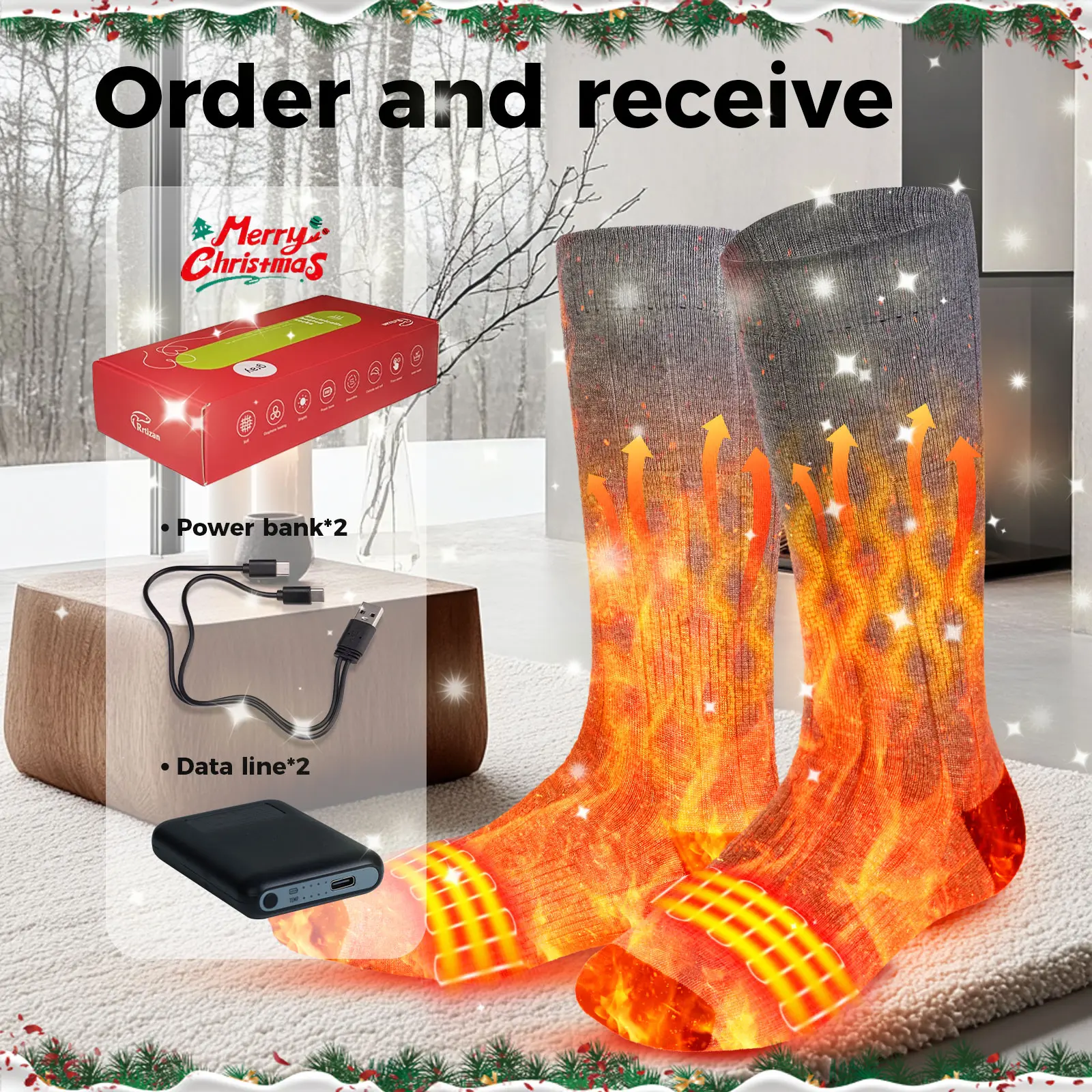 Valentine's Day gift, FathersDayGift,Christmas gift Ritizan Men's and Women's Heated Socks with Two 5000mAh Battery up to 149°F, Ideal for Skiing, Hiking, Hunting and Winter Outdoor Activities, Nice Christmas Gift!
