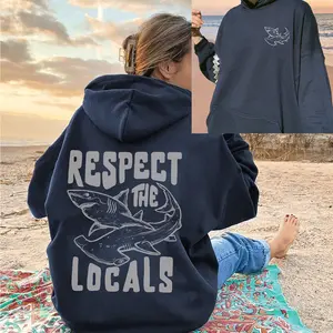 Respect The Locals Shark Hoodie, Great White Shark Sweatshirt, Save The Local Sharks Lover Shirt, Ocean Conservation Hoodie, Surf Sweatshirt, Summer