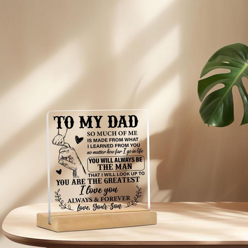 To My Dad Letter-Patterned Acrylic Ornament, Creative Desktop Decoration, Acrylic Plaque Sign for Home & Office, Desk Decoration Ideal for Dad Gifts #TOP PICKS