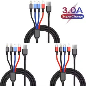 3.0A SuperCharge Charging Cable - Multi-Port USB to Lightning, Type-C, Micro USB - Fast Charging Cable for Devices