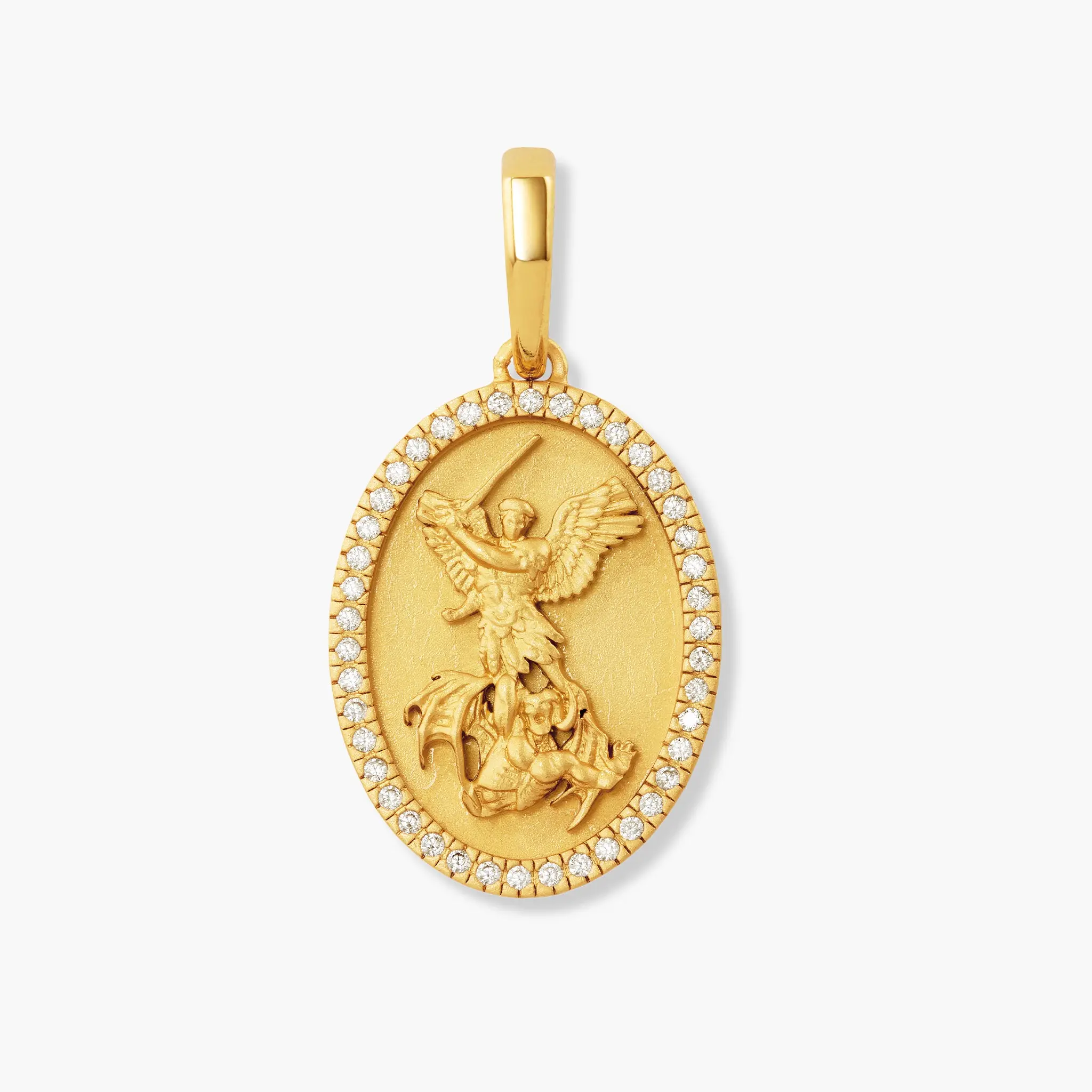 JAXXON Studded St. Michael Pendant Gold - Pendant Only