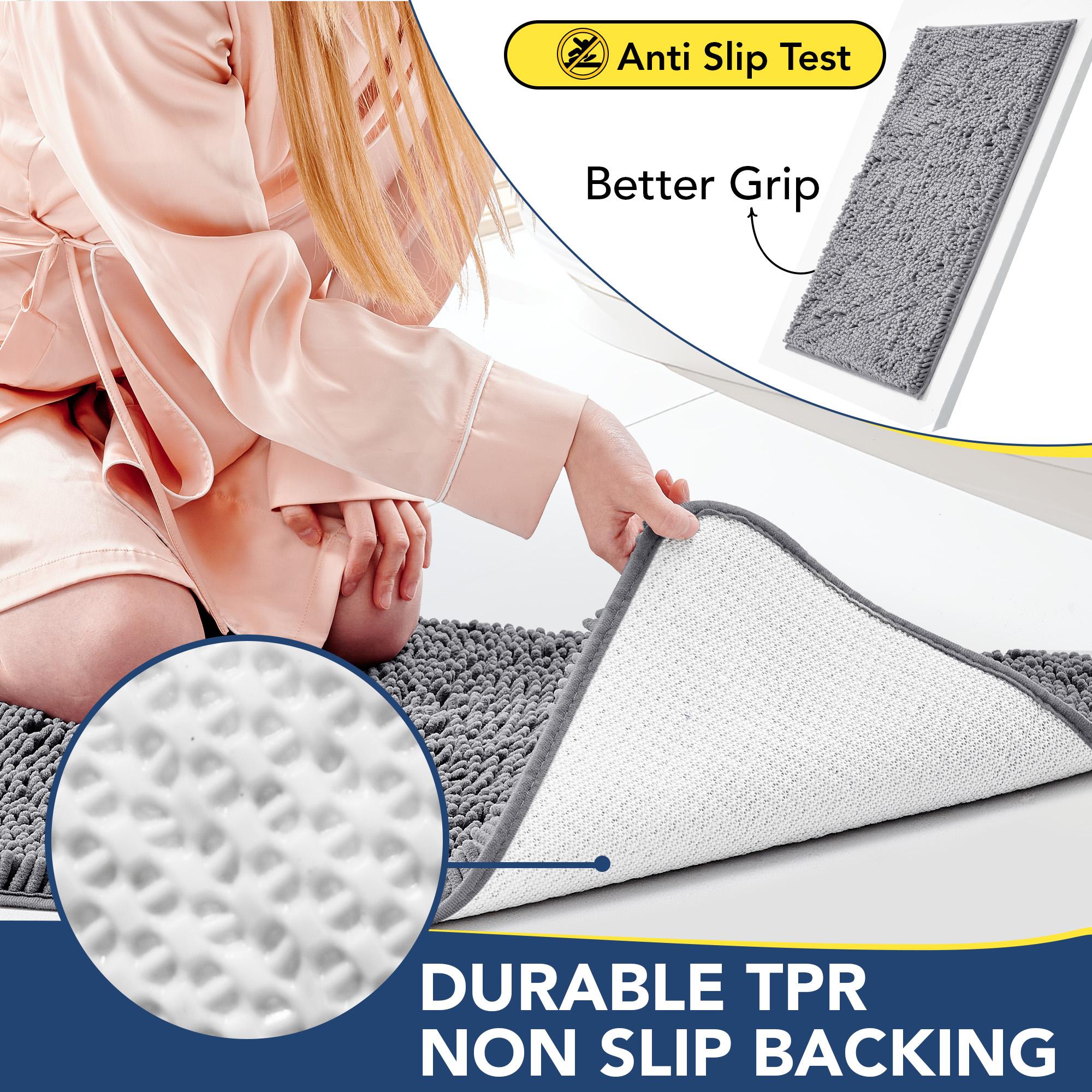 Deconovo Soft Texture Chenille Fabric U-Shaped Toilet Mat - Absorbent, Non-Slip Bathroom Floor Mat for Toilet Area, Bathroom Floor Mats