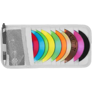 1 Pc Car CD Holder, Car Sun Visor Storage DVD Disc Organizer with 12 DVD Storage Sleeves, one Mesh Pocket, one Pen Holder and Elastic Strap (Gray)