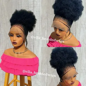 Full Lace Updo Afro Braided Wig Color #1