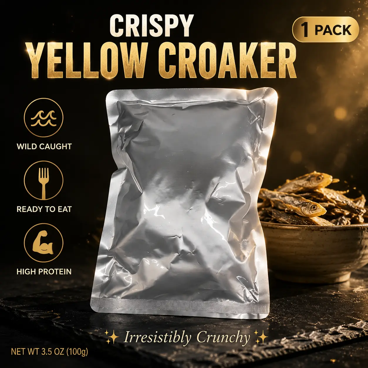 G Wild-Caught Crispy Yellow Croaker | Salt & Pepper Savory Snack