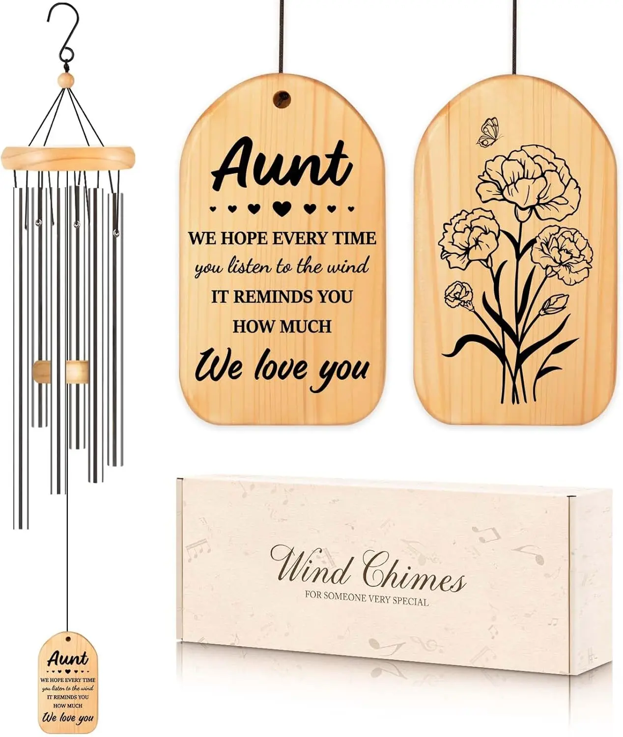 Gifts for Aunt, Aunt Wind Chimes, Auntie Gift Ideas, Birthday Gifts for Aunts from Niece Nephew, Best Mothers Day for Auntie, 25.5 Inch