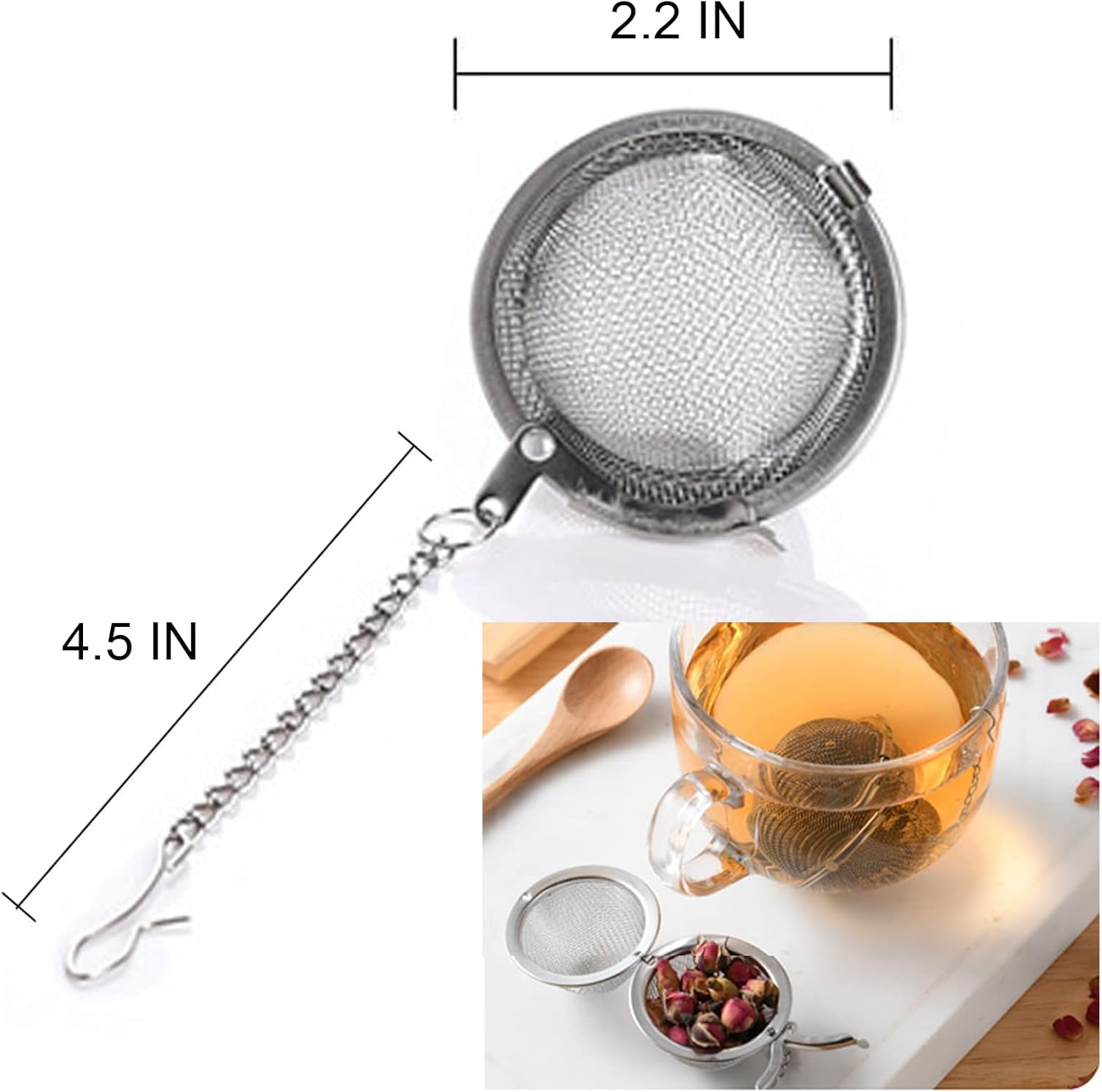 Tea Steeper, 3Pcs Mesh Tea Infuser Premium Tea Filter Tea Interval Diffuser with Extended Chain Hook