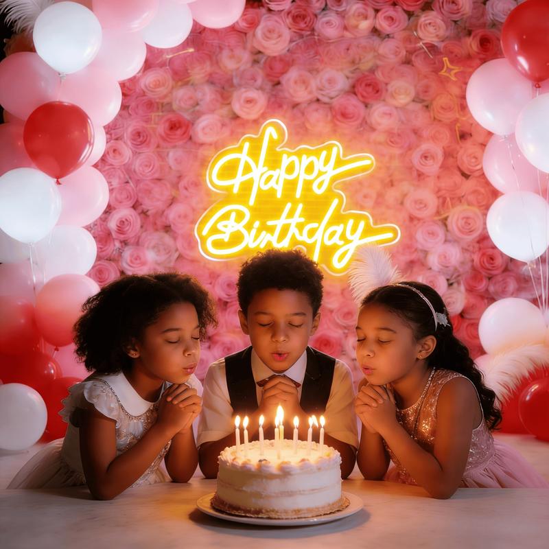 Happy Birthday Neon Wall Decor, LED Lighting Signs Birthday Decor, Home Decor Birthday Lighting LED Signs, Perfect for All Parties - The Best Personalized Birthday Gifts for Girls and Boys (16 ", Warm White)