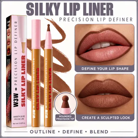 Lip Liner Pen with Rounded Precision Tip, Silky Lip Definer for Outlining and Shaping Lips, Smooth-Glide Application for Defined Lip Contours and Blended Lip Looks