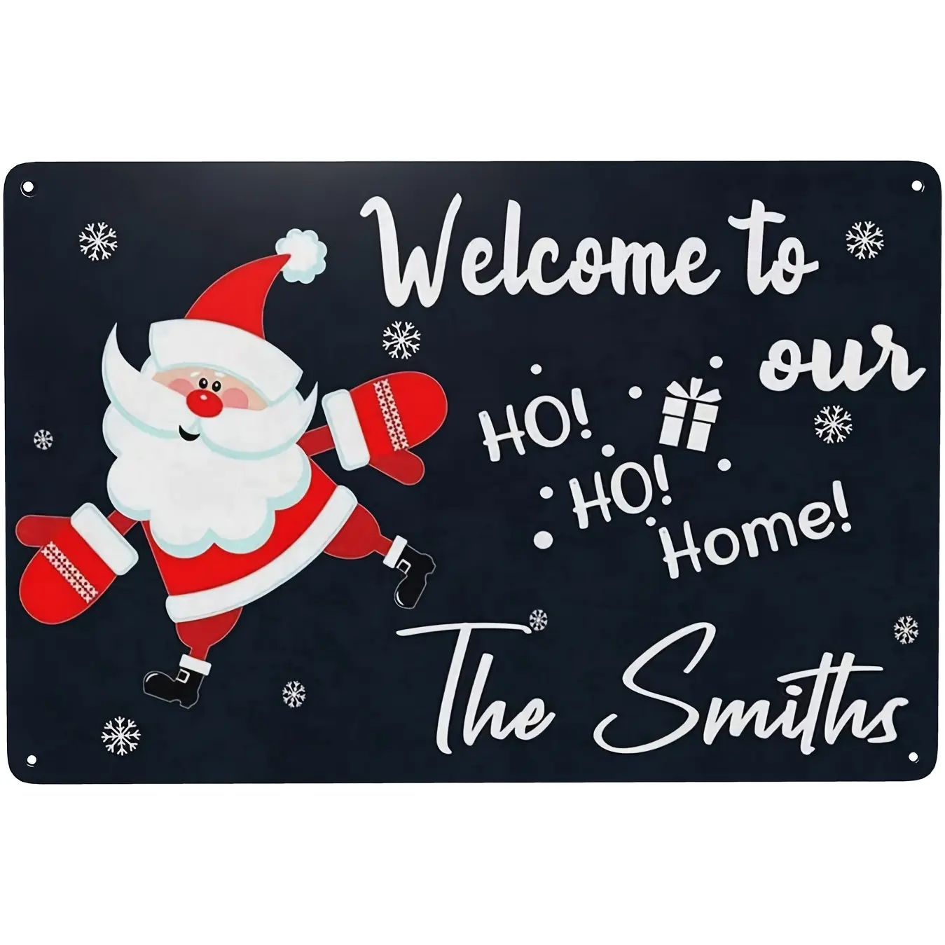 Welcome To Our Ho Ho Home Personalized Sign Home Christmas Decoration Gift Cute Santa Claus Living Room Entryway Porch Custom Decorative Plaque Indoor Outdoor Door Wall Hangings Welcome Sign 8X12inch