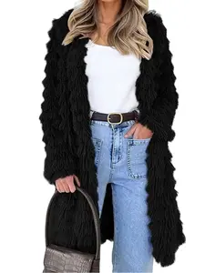 Women's Fuzzy Mid-Length Warm Coral Fleece Coat, Soft Inside, Perfect for Fall & Winter Daily Wear, Stylish and Comfortable Outerwear