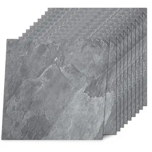 Peel and Stick Floor Tile 50 Sq.Ft Coverage 50-Pack Stone Gray 12" x 12" Vinyl Floor Tiles Self Adhesive Waterproof Perfect for DIY Projects