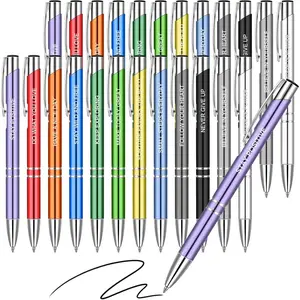 24 count Inspirational Pens Bulk Coated Metal Personalized Motivational Ballpoint Pens with Quote for Women Desk Encouraging Supplies, 12 Style