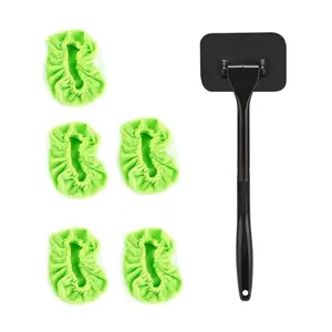 Car Windshield Cleaning Brush Set, Including 1 Car Windshield Brush & 5 Replacement Cloth, Long Handle Window Cleaning Brush, Car Wash Accessories, Car Cleaning Kit