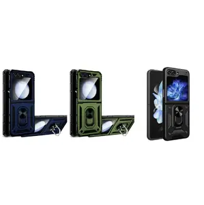For Galaxy Z Flip 5 - Dual Layers Hybrid Case w/Metal Ring